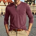 thumbnail image 1 of DAFPZW Mens Shirts Fitted Long Sleeve Solid Color Crew Neck Pullover Button Athletic T Shirts with Pocket, 1 of 6