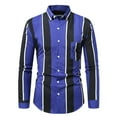 thumbnail image 1 of DAFPZW Mens Striped Western Shirts Retro Traditional Long Sleeve Button Down Shirt Classic Color Contrast Blouse with Pocket, 1 of 4