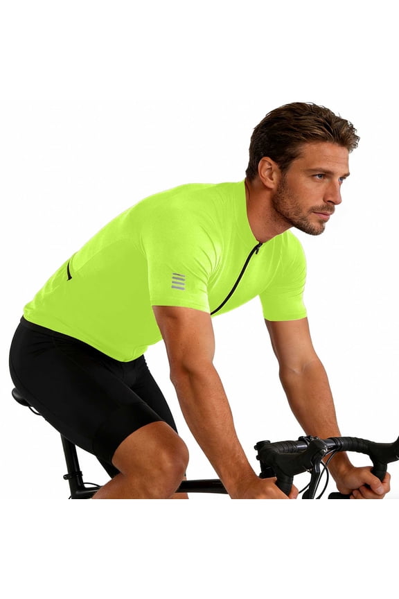 Mens Summer Cycling Shirt Outdoor Bicycle Biking Shirts Bike Workout Tops Short Sleeve T-shirts with Zip Pockets