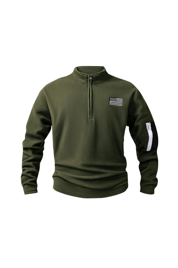 Mens Tactical Sweatshirt 3/4 Zip Oversized Fleece Thermal Pullover Mock Neck Plus Size Outdoor Activity Shirts