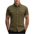 thumbnail image 1 of DAFPZW Mens Work Shirt Regular Fit Short Sleeve Durable Button Down Utility Shirts with Two Chest Pockets, 1 of 6