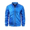 thumbnail image 1 of DAFPZW Metallic Jacket for Men 70s Party Varsity Jackets Zip Up Long Sleeve Shiny Lightweight Coat with Pockets, 1 of 3