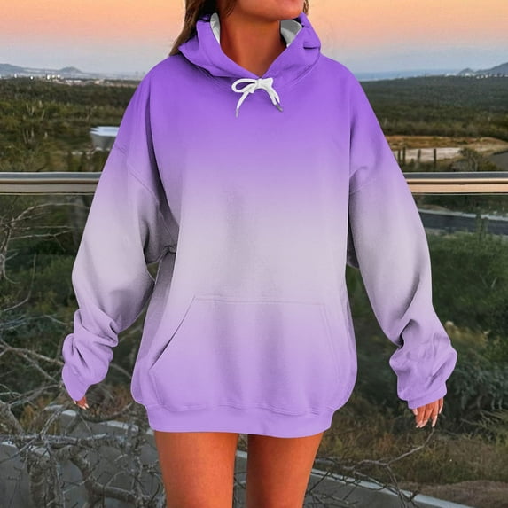 DAFPZW Mock Neck Sweatshirts for Women Gradient Loose Fit Crewneck Pullovers Casual Long Sleeve Fall Winter Tunic Tops Outfits
