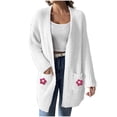 thumbnail image 1 of DAFPZW Open Front Fall Cardigans Womens Midi Sweater Cardigan Long Sleeve Knit Cardigans Top with Pocket Flowers Cardigan, 1 of 6