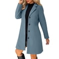 thumbnail image 1 of DAFPZW Pea Coats for Women Wool Blend Thicken Stand Collar Single Breasted Trench Coat Fashion A-Line Fall Winter Jackets, 1 of 9