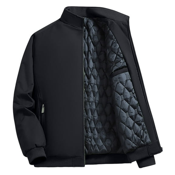 DAFPZW Plus Size Puffer Jacket for Men Outdoor Puffy Zip Up Bubble Coat Travel Windproof Thermal Stand Collar Winter Jackets