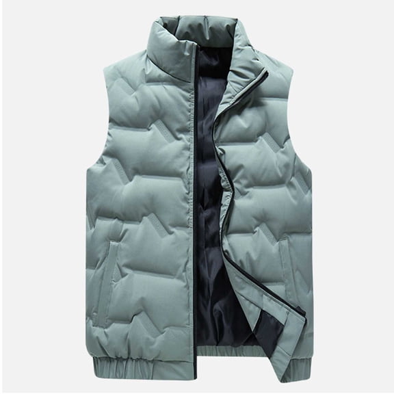 DAFPZW Plus Size Stand Collar Puffer Vest for Men Thermal Warm Winter Zip Up Padded Down Sleeveless Jackets with Pockets