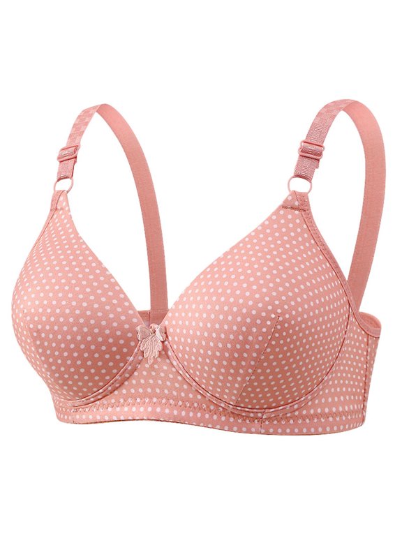 Polka Dot Bras for Women No Underwire Stretch Lift Comfort Bralette Adjustable Straps Push Up Breathable Everyday Bra
