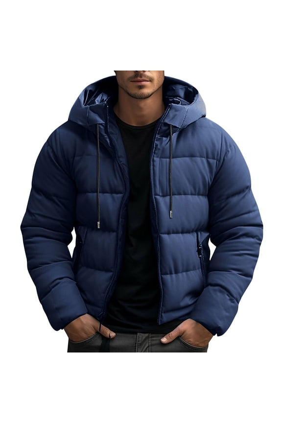 Puffer Jacket for Men Heavyweight Warm Winter Coats Windproof Thermal Insulated Jackets Thick Down Outwear with Pockets