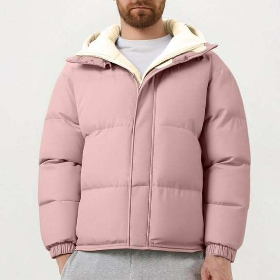 DAFPZW Puffer Jackets for Men Women Heavyweight Quilted Puffer Coat Full Zip Insulated Casual Windproof Padded Coats