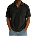 thumbnail image 1 of DAFPZW Quarter Zip Stand Collar Sweatshirt for Men Casual Short Sleeve Corduroy Shirts Big and Tall Ribbed Pullover Tops, 1 of 2