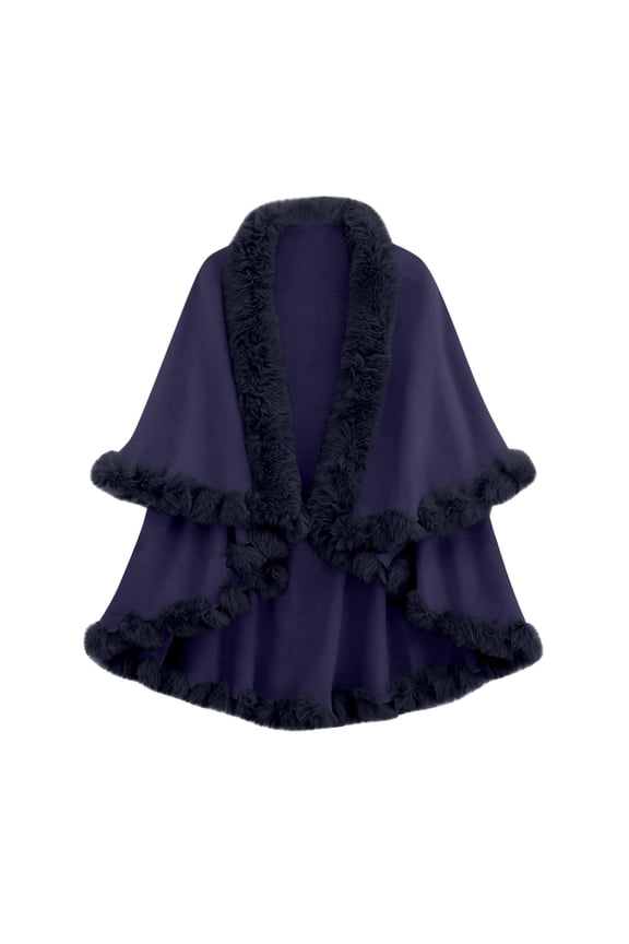 Renaissance Cape Coat for Women Faux Fur Trim Layers Medieval Poncho Cloak Wrap Wool Cardigan