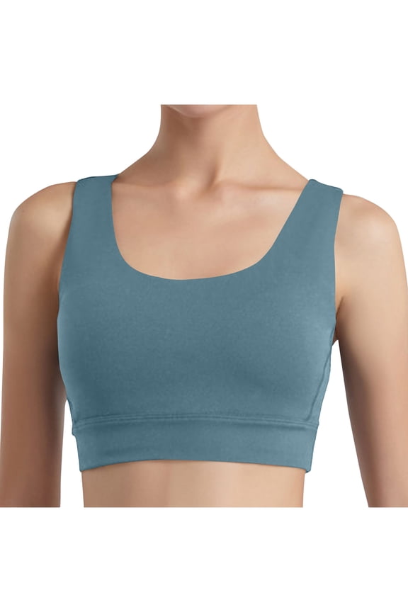 Scoop Neck Sports Bras for Women - U Back Padded Workout Crop Top with Built in Bra Low Impact Workout Yoga Bra