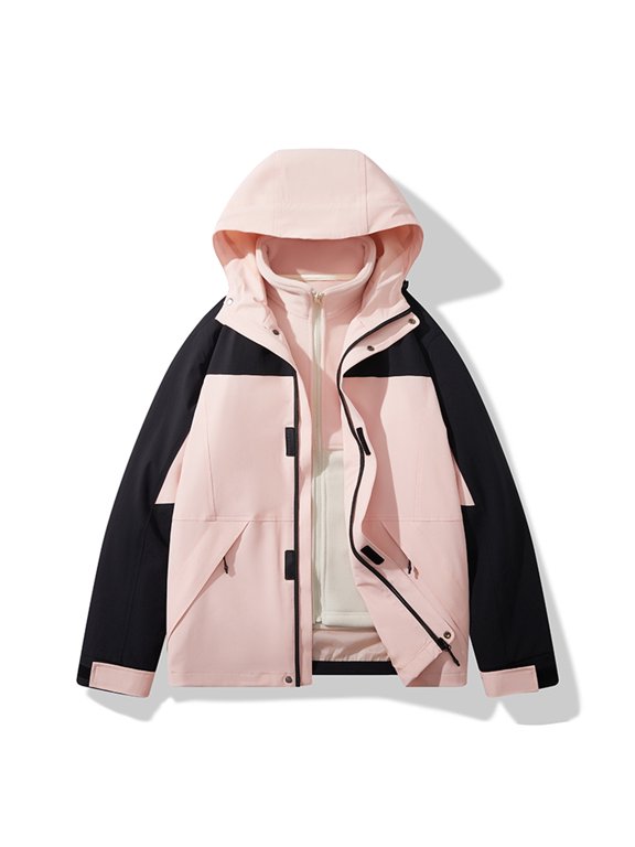 Snow Ski Jackets for Women with Detachable Hood Windproof Winter Snowboard 3-in-1 Jacket Winter Coats