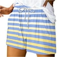 thumbnail image 1 of DAFPZW Striped Print Wide Leg Shorts for Women Drawstring Elastic Waisted Summer Casual Going Out Shorts with Pockets, 1 of 5