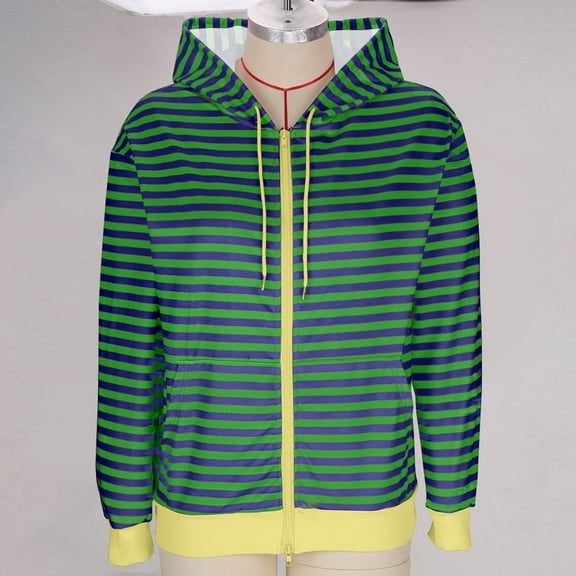 DAFPZW Striped Zip Up Hoodie for Women Oversized Sweatshirt Hoodies Pullover Cotton Vintage Preppy Shirt Outfits