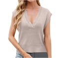 thumbnail image 1 of DAFPZW Summer Tops for Women Dressy Casual Pullover V-Neck Knitted Blouse Loose Solid Sleeveless Tee Shirts Sweater Vest, 1 of 9