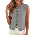 thumbnail image 1 of DAFPZW Sweater Vest Tops for Women Lightweight Summer Crew Neck Cardigan Sleeveless Button Down Knit Casual Spring Clothes, 1 of 5