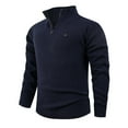 thumbnail image 1 of DAFPZW Sweaters for Men Quarter Zip Pullover Knit Casual Stand Collar Solid Fall Clothes Slim Fit Comfy Long Sleeve Tops, 1 of 4