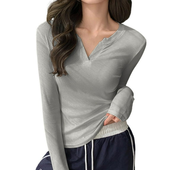 DAFPZW Sweatshirts for Women V-Neck Long Sleeve Shirts Loose Lightweight Casual Fall Pullover Tops