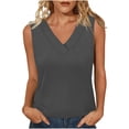 thumbnail image 1 of DAFPZW Tank Tops for Women Loose Fit Sleeveless Shirts Straight Hem V-Neck Summer Clothes Ruched Women's Tees and Tanks, 1 of 7
