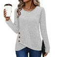 thumbnail image 1 of DAFPZW Tunic Sweaters for Women Long Sleeve Shirts Crew Neck Tops with Buttons Fall Fashion Outfits Winter Clothing, 1 of 9