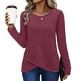 thumbnail image 1 of DAFPZW Tunic Sweaters for Women Long Sleeve Shirts Crew Neck Tops with Buttons Fall Fashion Outfits Winter Clothing, 1 of 9