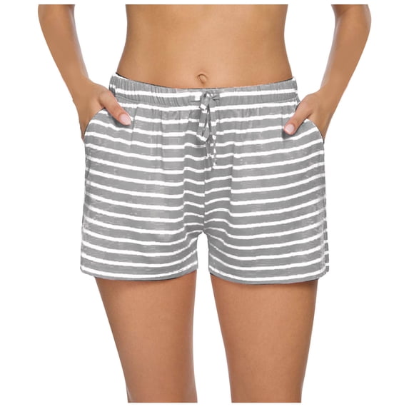 DAFPZW Women Pajama Shorts Comfy Bottom with Pockets Stretch Strip Sleepwear Drawstring Pj Bottoms Sleep Shorts