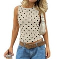thumbnail image 1 of DAFPZW Women Polka Dot Crop Tank Top Y2k Slim Fitted Going Out Sleeveless Tee Shirts Sexy Crew Neck Dressy Casual Blouses, 1 of 3