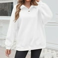 thumbnail image 1 of DAFPZW Women Quarter Button Up Collar Sweatshirt Oversized Long Sleeve Tops Fall Fashion Pullover Winter Shirts, 1 of 8