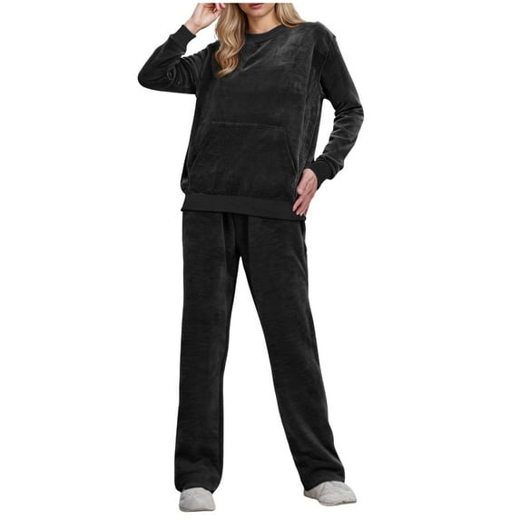 DAFPZW Women Velour Sweatsuits 2 Piece Tracksuit Sets with Pockets Sweatshirt & Sweatpants Leisure Jogger Outfits