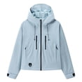 thumbnail image 1 of DAFPZW Women Windbreak Cropped Rain Jacket Long Sleeve Hooded Sport Jackets Zip Up Utility Windbreakers Waterproof Raincoat, 1 of 3