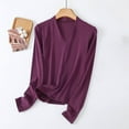 thumbnail image 1 of DAFPZW Women's Basic Tops Long Sleeve T-Shirt Elastic V-Neck Pullovers Casual Comfy Solid Color Women's Bottoming Shirt, 1 of 3