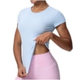 thumbnail image 1 of DAFPZW Women's Compression Workout Shirts Breathable Quick Dry Gym Short Sleeve Crew Neck Basic Tops Slim Fit Shirts, 1 of 8