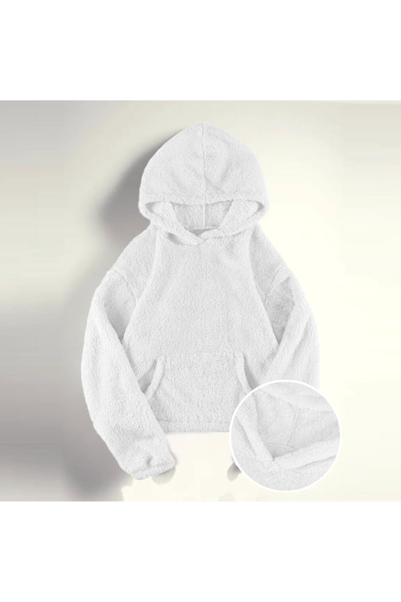 Women’s Fleece Hoodie Pullover Sherpa Lined Hooded Sweatshirt Warm Fluffy Fuzzy Winter Jacket Soft Cozy Outerwear