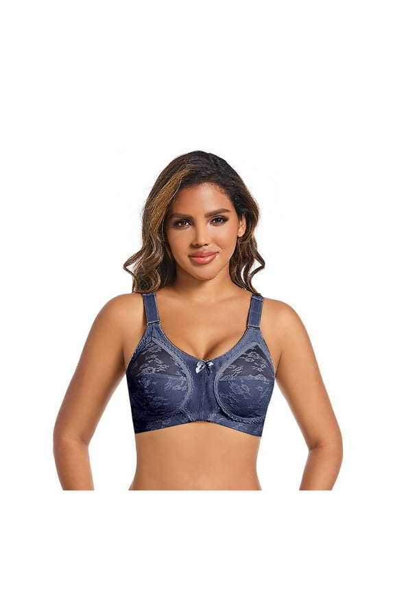 Women's Floral Lace Bra Plus Size Full Coverage Firm Hold Non Wired Non Padded Full Coverage Minimizer Bras