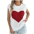 thumbnail image 1 of DAFPZW Women's Heart Blouse TopS Casual Loose Short Sleeve Crewneck Sweater Shirts Valentine's Day Knit T-Shirt, 1 of 8