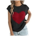 thumbnail image 1 of DAFPZW Women's Heart Blouse TopS Casual Loose Short Sleeve Crewneck Sweater Shirts Valentine's Day Knit T-Shirt, 1 of 8