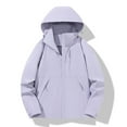 thumbnail image 1 of DAFPZW Women's Hooded Jackets Long Sleeve Drop Shoulder Outwear Waterproof Fashion Raincoat with Pockets, 1 of 3