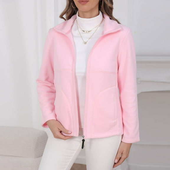 DAFPZW Women's Lightweight Coats Warm Zip Up Long-Sleeve Soft Polar Fleece Jacket for Fall Winter