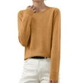 thumbnail image 1 of DAFPZW Women's Lightweight T Shirts Slim Fit Long Sleeve Round Neck Solid Color Pullover Shirts Everyday Casual Tops, 1 of 6
