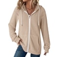thumbnail image 1 of DAFPZW Women's Lightweight Zip Up Hoodie Long Sleeve Thin Casual Hooded Jacket Basic Slim Fit Cotton SweatShirt, 1 of 9