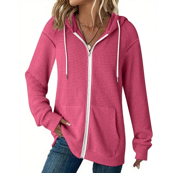 DAFPZW Women's Lightweight Zip Up Hoodie Long Sleeve Thin Casual Hooded Jacket Basic Slim Fit Cotton SweatShirt