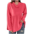 thumbnail image 1 of DAFPZW Women's Long Sleeve Shirts Swing Cowl Neck Peplum Tunic Tops Solid Color Comfy Soft Loose Fit Pullover Sweatshirt, 1 of 7