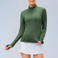 thumbnail image 1 of DAFPZW Women's Long Sleeve Workout Tennis Tops Quarter Zip Pullover Slim Fit Athletic Golf Shirts Quick Dry Sun Protection, 1 of 9