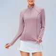 thumbnail image 1 of DAFPZW Women's Long Sleeve Workout Tennis Tops Quarter Zip Pullover Slim Fit Athletic Golf Shirts Quick Dry Sun Protection, 1 of 8