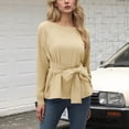 thumbnail image 1 of DAFPZW Women's Long Sleeves Shirt Tops Casual 2025 Fall Fashion Crewneck Tie Knot Sweatshirt Pullover, 1 of 6