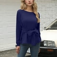 thumbnail image 1 of DAFPZW Women's Long Sleeves Shirt Tops Casual 2025 Fall Fashion Crewneck Tie Knot Sweatshirt Pullover, 1 of 6