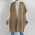 thumbnail image 1 of DAFPZW Women's Open Front Ribbed Knit Cardigan Batwing Short Sleeve Oversized Casual Sweater Chunky Side Split Long Coat, 1 of 5