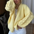 thumbnail image 1 of DAFPZW Women's Oversized Knit Cardigan Eyelet Crochet Balloon Sleeve Open Front Sweater Cozy Chunky Knit Outerwears, 1 of 9